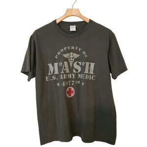 MASH U.S. Army Medic 4077th Graphic T-Shirt Military Olive Green Cotton TV 70s